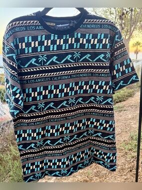 The Hundreds Black, Teal & Cream Palm-Stripe Knit Tee